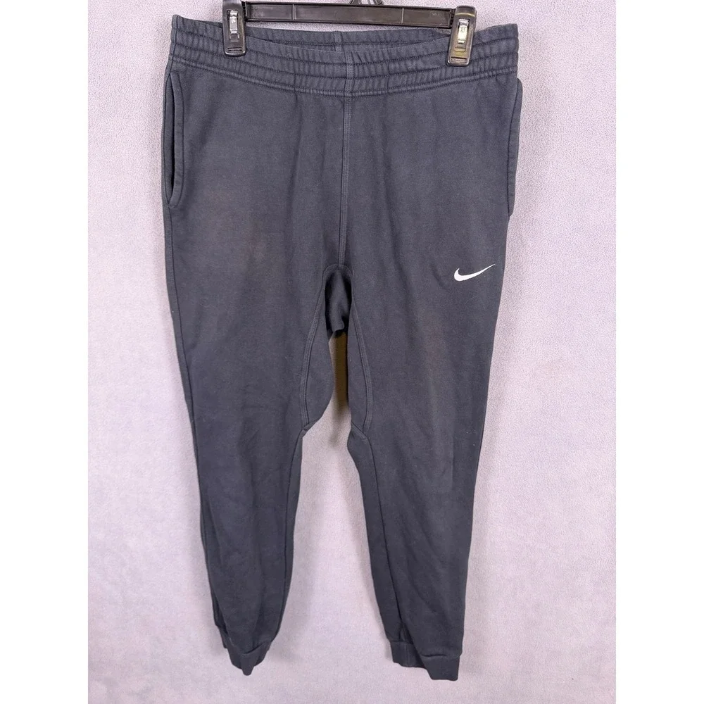 Nike ‎ Mens M Black Joggers Gym Workout Swoosh Club Fleece Sweatpants